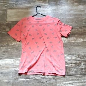 Pink Men's T-Shirt with Cactus Pattern